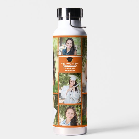Oranje Afstuderen Foto Collage Modern Afstuderen Waterfles (Links)