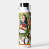 Oranje Afstuderen Foto Collage Modern Afstuderen Waterfles (Voorkant)