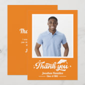 Oranje Afstuderen foto Dank u kaart (Voorkant / Achterkant)