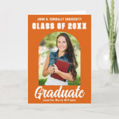 Oranje Afstuderen Foto Modern Folded Afstuderen Aankondiging (Voorkant)