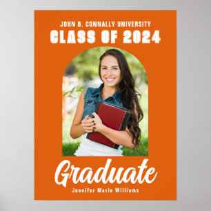 Oranje Afstuderen fotoArch Modern Graduation Party Poster
