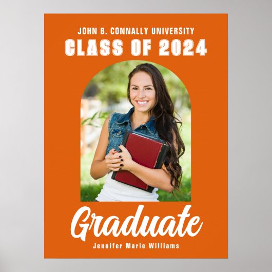 Oranje Afstuderen fotoArch Modern Graduation Party Poster (Voorkant)