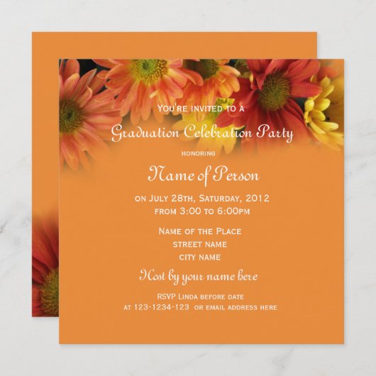 oranje afstuderen kaart (Voorkant / Achterkant)