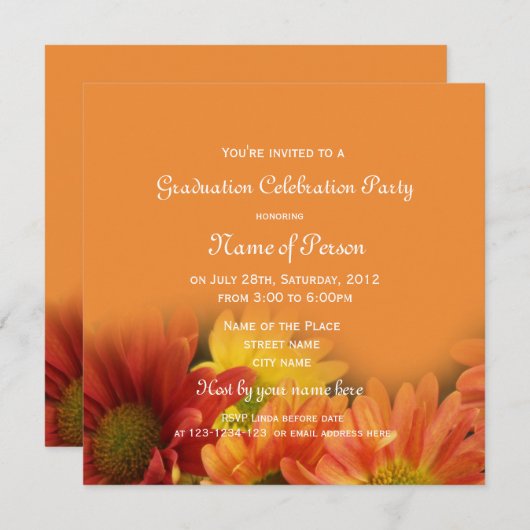  oranje afstuderen kaart (Voorkant / Achterkant)