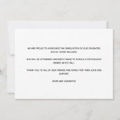 Oranje Afstuderen Photo Black Script Afstuderen Aankondiging (Achterkant)