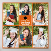 Oranje Afstuderen Photo Collage Afstuderen Square Poster (Voorkant)