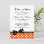 Oranje Afstuderen Polka Dot Black Bow Kaart (Staand voorkant)