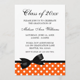 Oranje Afstuderen Polka Dot Black Bow Kaart