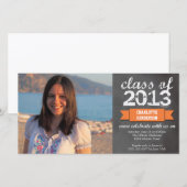 Oranje afstuderen van het kleurenbordbord met lint aankondiging (Voorkant / Achterkant)