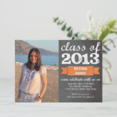 Oranje afstuderen van het kleurenbordbord met lint kaart (Staand voorkant)