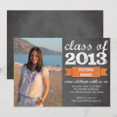 Oranje afstuderen van het kleurenbordbord met lint kaart (Voorkant / Achterkant)