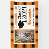 Oranje Afstuderen voor zwarte spelden Spandoek (Verticaal)