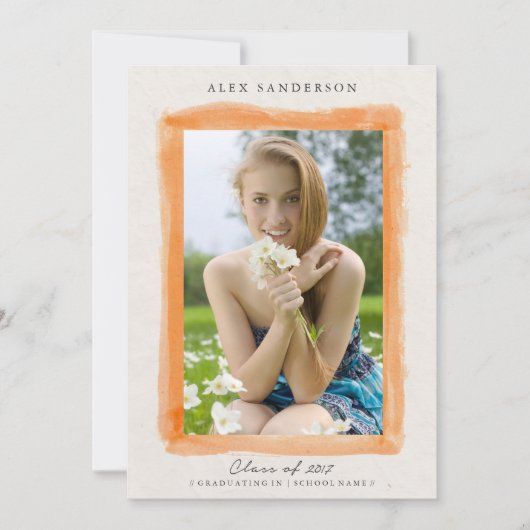 Oranje Afstuderen Waterverf Aankondiging (Voorkant)