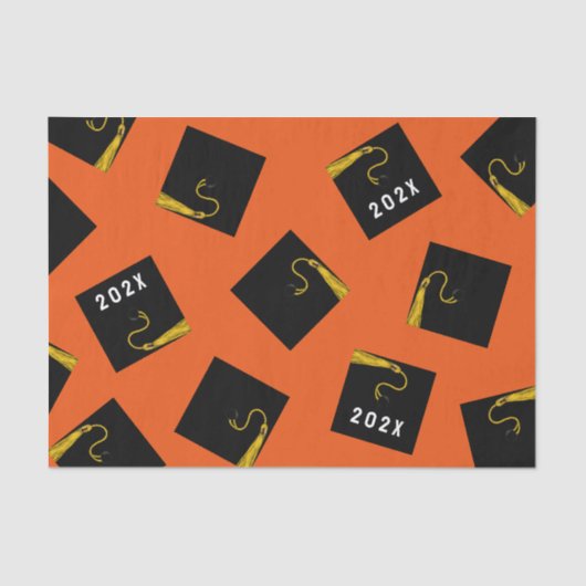 Oranje Afstuderen-weefselpapier Tissuepapier (Voorkant)