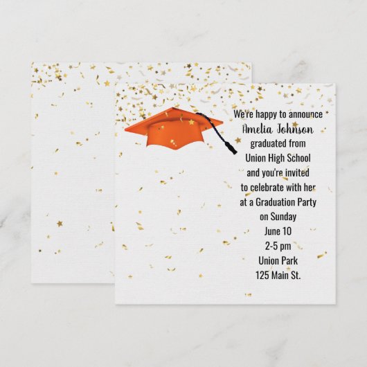 Oranje afzuigkap met Gold Confetti Kaart (Voorkant / Achterkant)