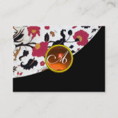 ORANJE AGATE DAMASK MONOGRAM 2,fuchsie, rood, geel Visitekaartje (Achterkant)