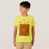 Oranje Alert Squares Pattern Brown Float Mesh T-shirt (Voorkant volledig)