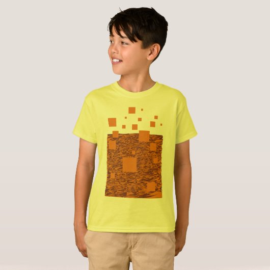 Oranje Alert Squares Pattern Brown Float Mesh T-shirt (Voorkant volledig)