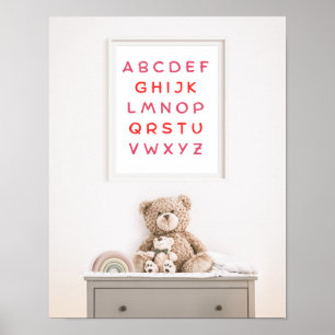 Oranje Alfabet Hoofdletters Leraar Kinderkamer Poster