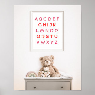 Oranje Alfabet Hoofdletters Leraar Kinderkamer Poster