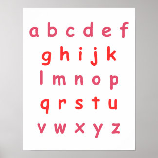 Oranje alfabet kleine letters leraar Kind kamer Poster