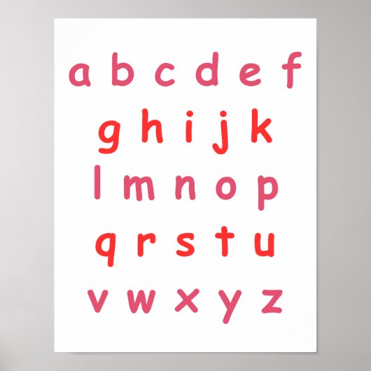 Oranje alfabet kleine letters leraar Kind kamer Poster (Voorkant)