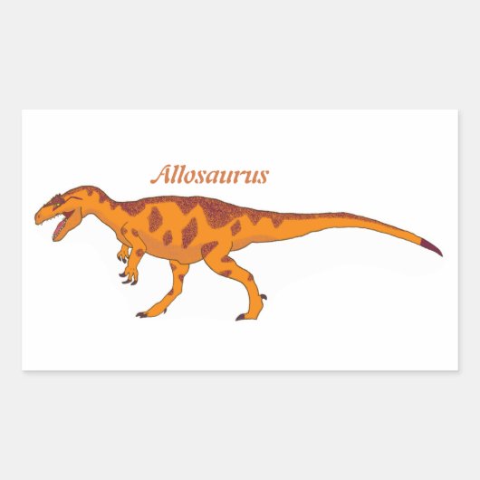 Oranje Allosaurus links Rechthoekige Sticker (Voorkant)
