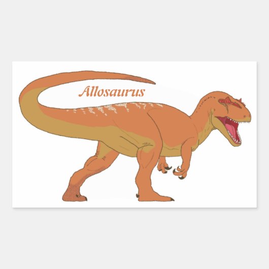 Oranje Allosaurus rechts Rechthoekige Sticker (Voorkant)