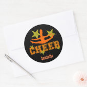 Oranje Allstar cheerleader gepersonaliseerde stick Ronde Sticker (Envelop)