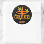 Oranje Allstar cheerleader gepersonaliseerde stick Ronde Sticker (Tas)