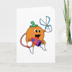 Oranje als Kapper met Schaar & Föhn Kaart