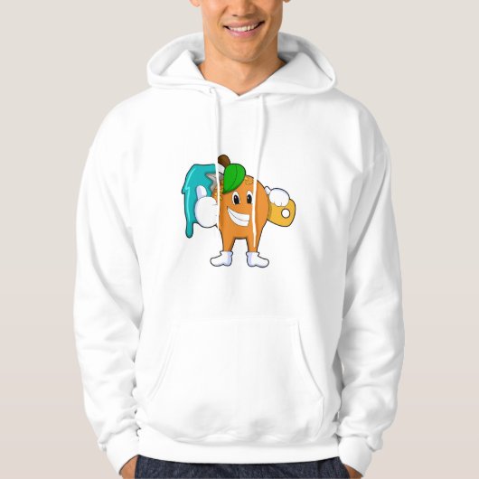 Oranje als Schilder met de borstel van de Verf Hoodie (Voorkant)