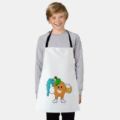 Oranje als Schilder met de borstel van de Verf Schort (Gedragen)