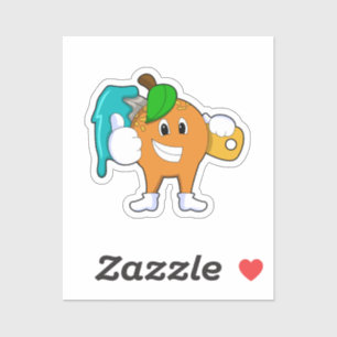 Oranje als Schilder met de borstel van de Verf Sticker