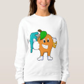 Oranje als Schilder met de borstel van de Verf Trui (Voorkant)