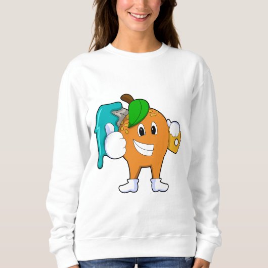 Oranje als Schilder met de borstel van de Verf Trui (Voorkant)