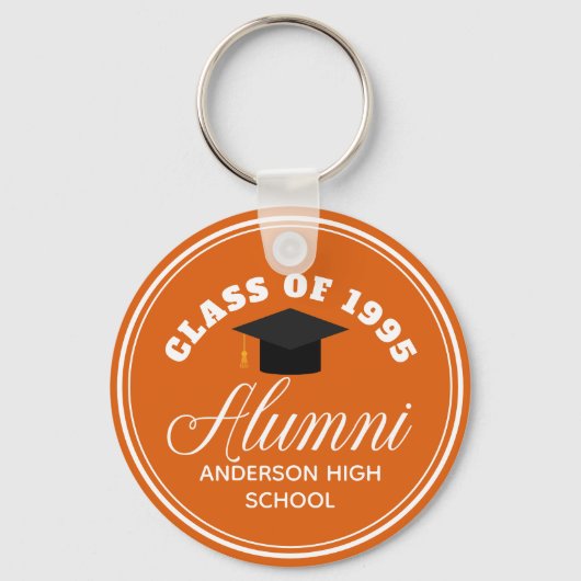 Oranje Alumni High School Reünie Gepersonaliseerd Sleutelhanger (Voorkant)