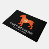 Oranje Amerikaanse Pit Bull Terrier Happy Hallowee Deurmat (Schuin)