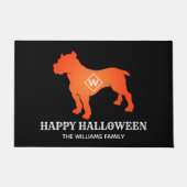 Oranje Amerikaanse Pit Bull Terrier Happy Hallowee Deurmat (Voorkant)