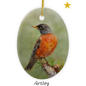 Oranje Amerikaanse Robin Bird Schilderij Jaar Kers Keramisch Ornament