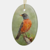 Oranje Amerikaanse Robin Bird Schilderij Jaar Kers Keramisch Ornament (Links)