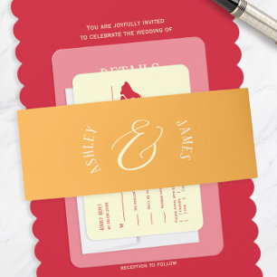 Oranje Ampersand bruiloft Uitnodigingen Wikkel