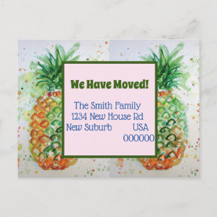 Oranje ananas Nieuw Adres Bewegend Briefkaart