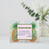 Oranje ananas Nieuw Adres Bewegend Briefkaart (Staand voorkant)