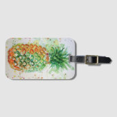 Oranje Ananas Tropische Waterverf Bagagelabel (Voorkant (horizontaal))
