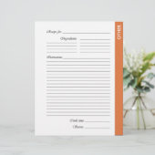 Oranje ANDERE tweezijdige Recipe Pages (Staand voorkant)