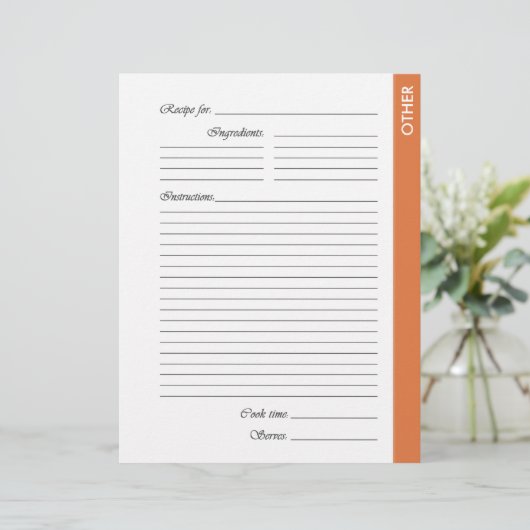 Oranje ANDERE tweezijdige Recipe Pages (Staand voorkant)