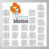 Oranje anjer Mason Jar Seating Chart Poster (Voorkant)