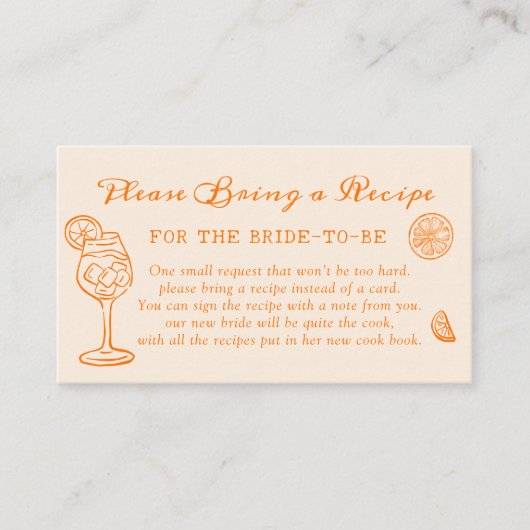 Oranje Aperol Spritz Vrijgezellenfeest Recept Verz Informatiekaartje (Voorkant)