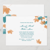 Oranje Aqua Autumn Maple Leaf bruiloft uitnodiging (Voorkant / Achterkant)